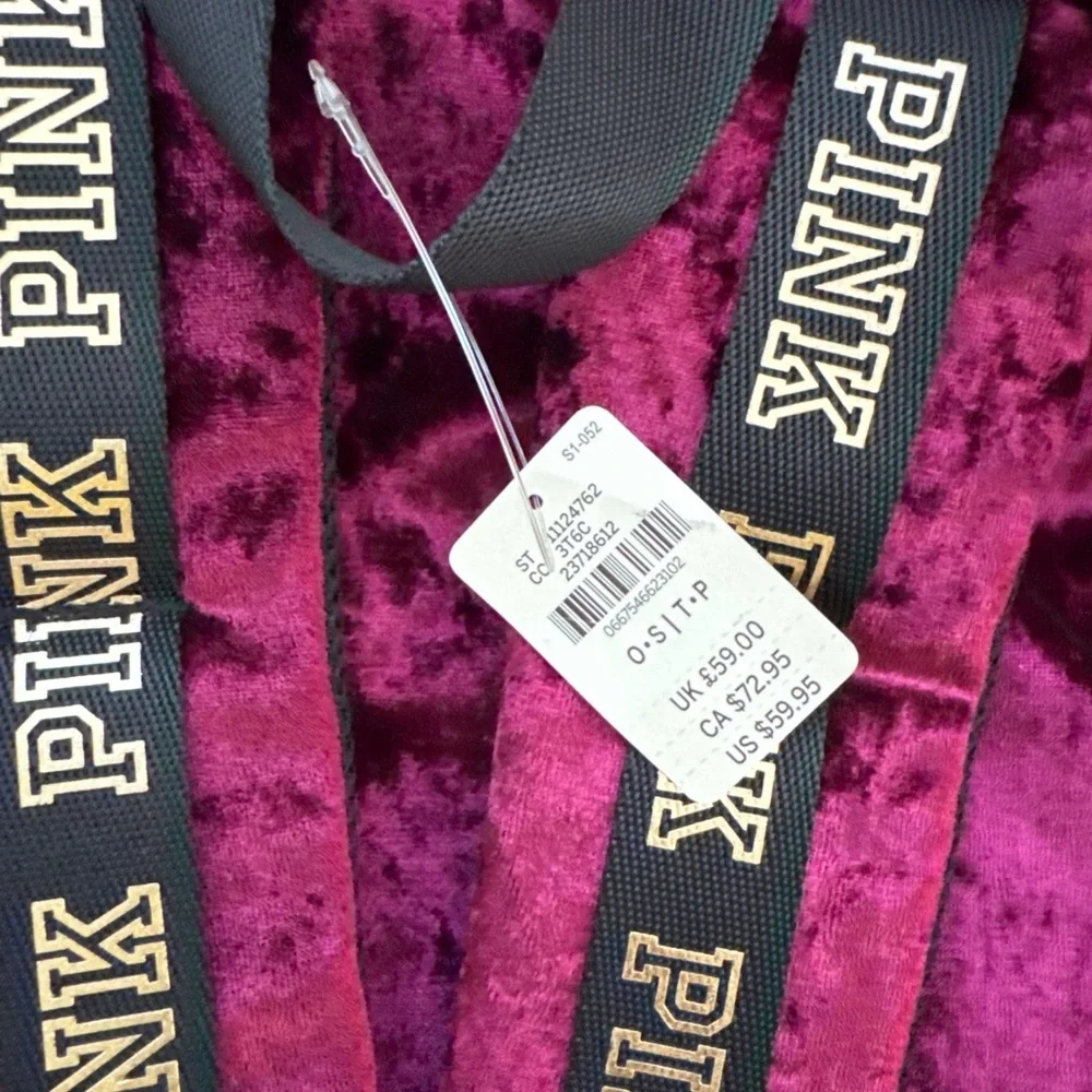 PINK Victoria's Secret Velvet Backpack - Deep Red